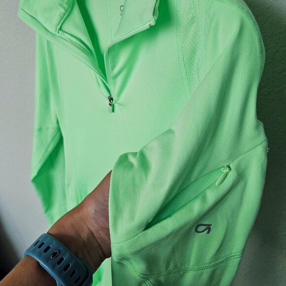 Like New! Worn ONCE - XS Gap Fit Quarter-Zip Pullover, Neon Green - Athletic Fit - Picture 5 of 11